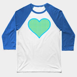 Yellow and Blue Gingham Heart Baseball T-Shirt